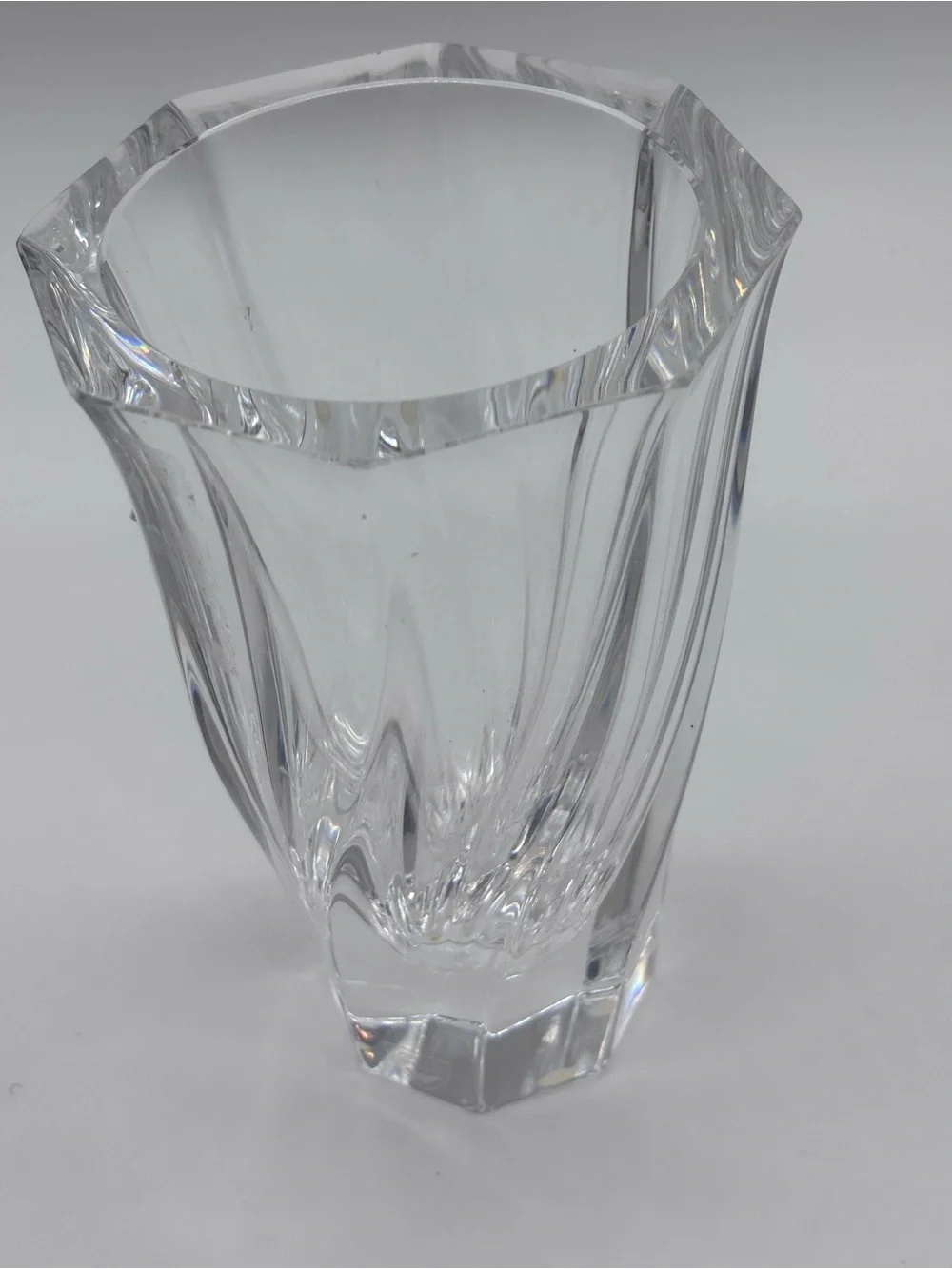Orrefors Kostaboda Clear Crystal Vase with Sculpted Form